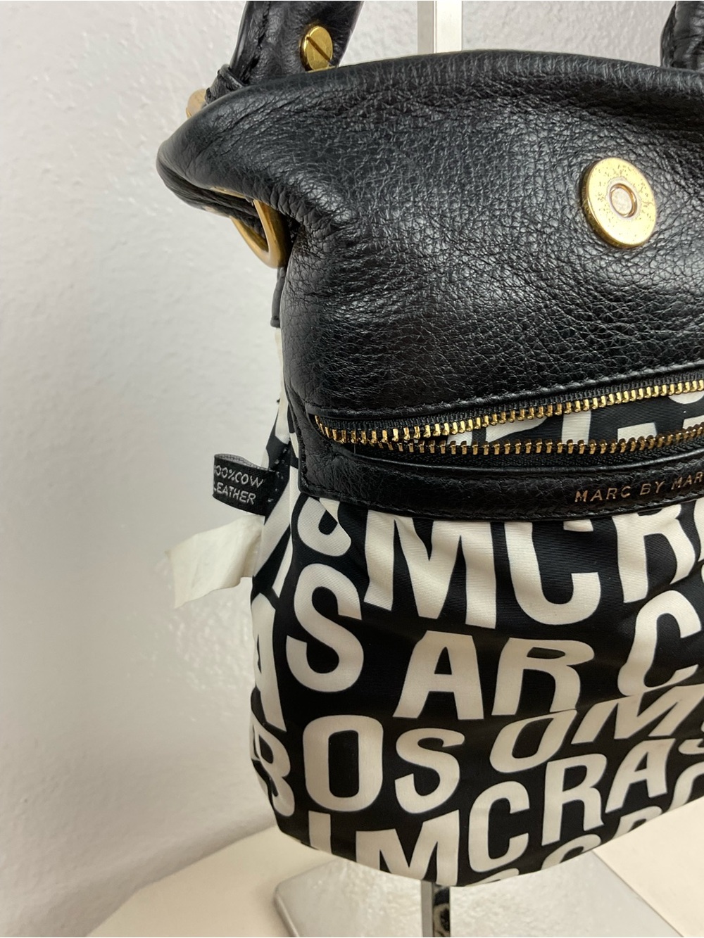 Marc by Marc Jacobs‎ Mini Black Pebbled Leather Hobo with Gold Hardware - Picture 7 of 9
